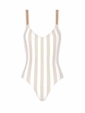 NWT ✨ Rye major Hotty Cream and Beige Striped One-Piece swimsuit size small